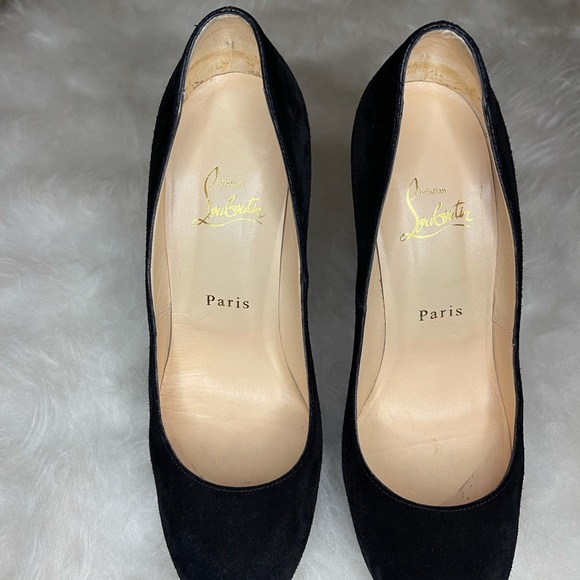 Christian Louboutin Vickybass 120 Black Suede Pumps - Picture 8 of 11
